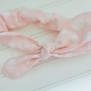  Knotted Elastic Headband - White Dots on Peach
