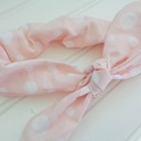  Knotted Elastic Headband - White Dots on Peach
