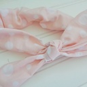  Knotted Elastic Headband - White Dots on Peach