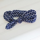  Knotted Elastic Headband - White Triangles on Navy