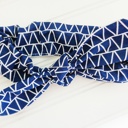  Knotted Elastic Headband - White Triangles on Navy