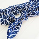 Knotted Elastic Headband - White Triangles on Navy