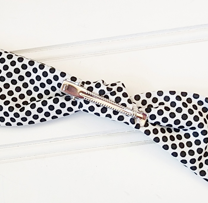 Hair Bow Clip - Black Dots