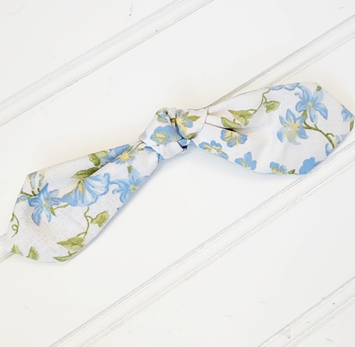 Hair Bow Clip - Blue Floral
