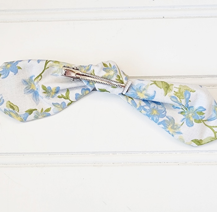Hair Bow Clip - Blue Floral