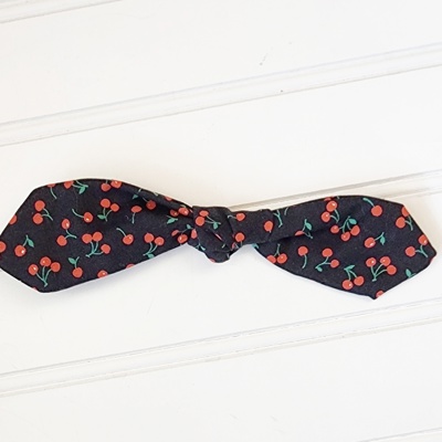 Hair Bow Clip - Cherries on Black