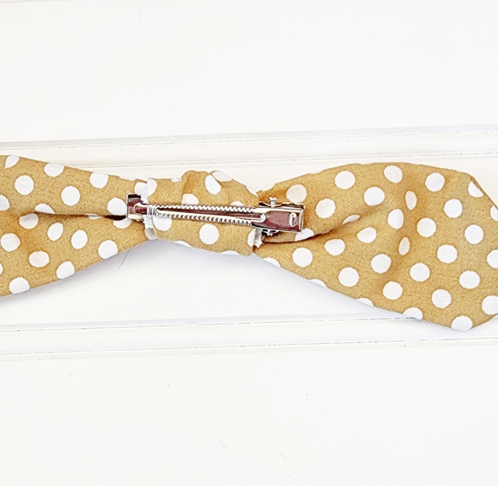 Hair Bow Clip - Dots on Brown