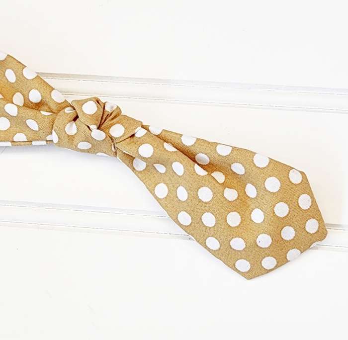 Hair Bow Clip - Dots on Brown