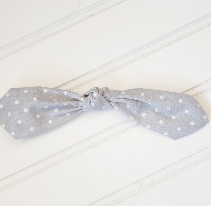 Hair Bow Clip - Dots on Gray