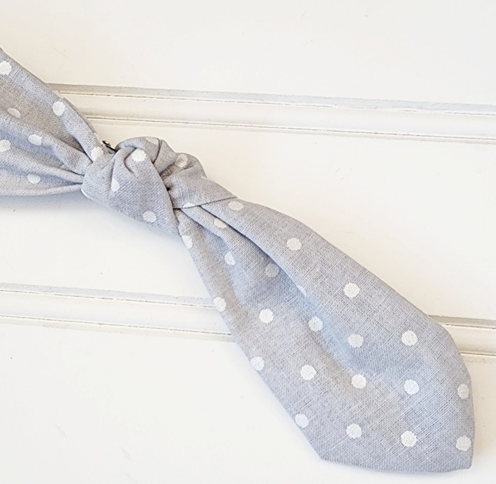 Hair Bow Clip - Dots on Gray