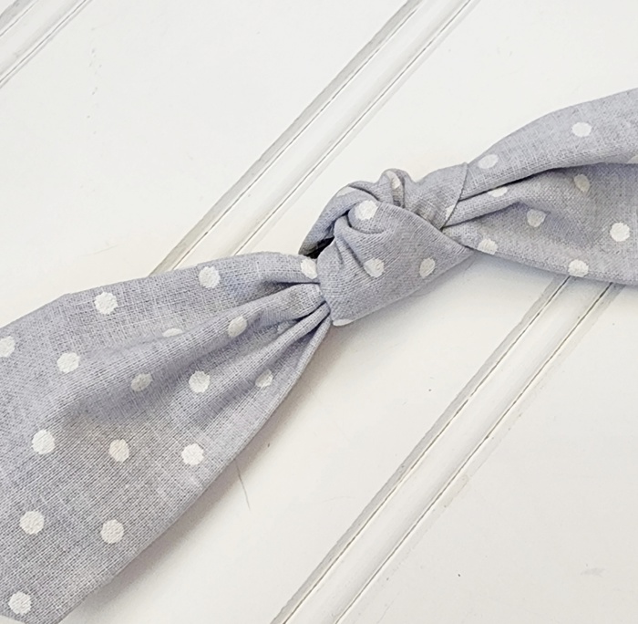 Hair Bow Clip - Dots on Gray