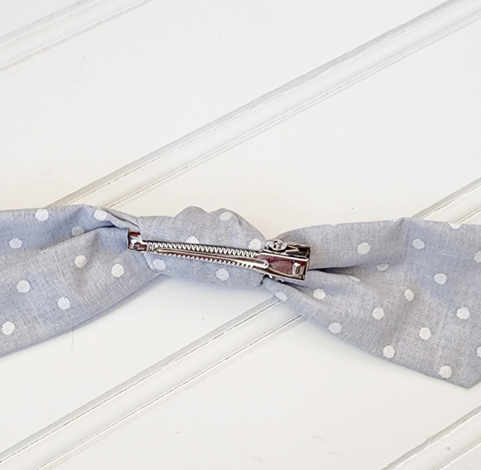Hair Bow Clip - Dots on Gray