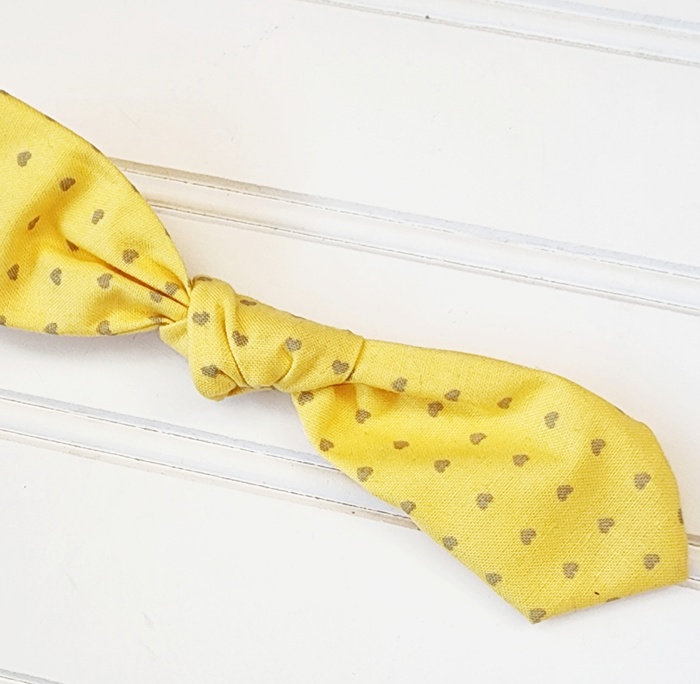 Hair Bow Clip - Gray Hearts on Yellow
