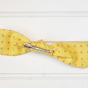  Hair Bow Clip - Gray Hearts on Yellow