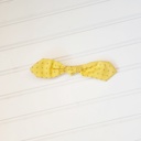  Hair Bow Clip - Gray Hearts on Yellow