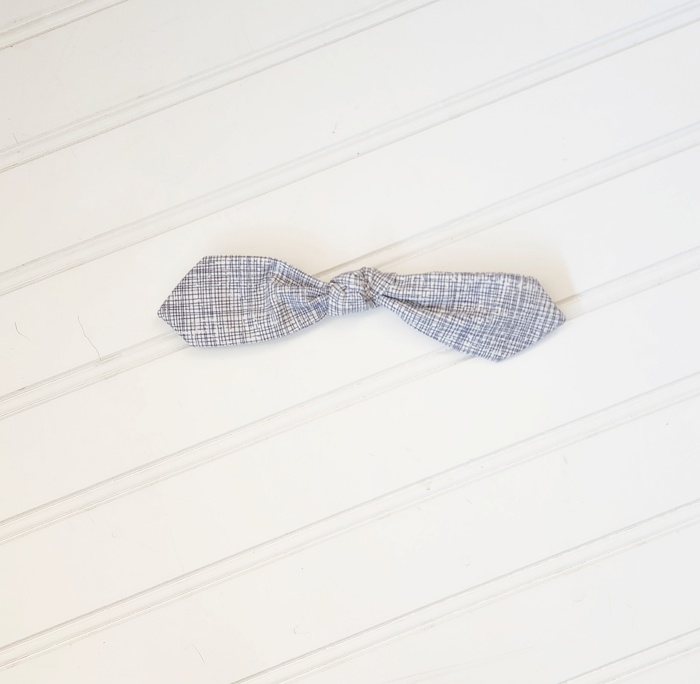 Hair Bow Clip - Navy Lines