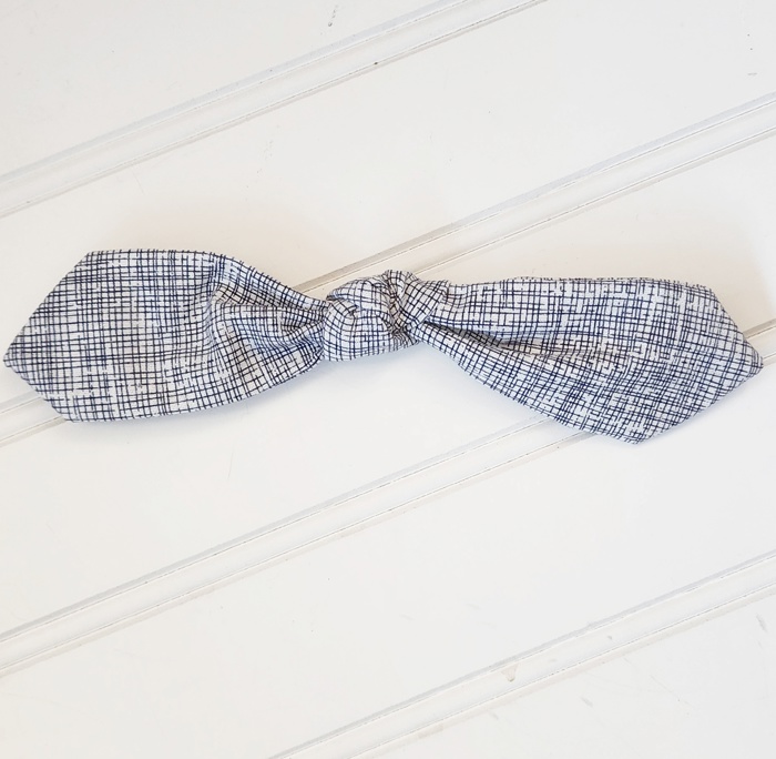 Hair Bow Clip - Navy Lines