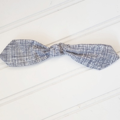 Hair Bow Clip - Navy Lines