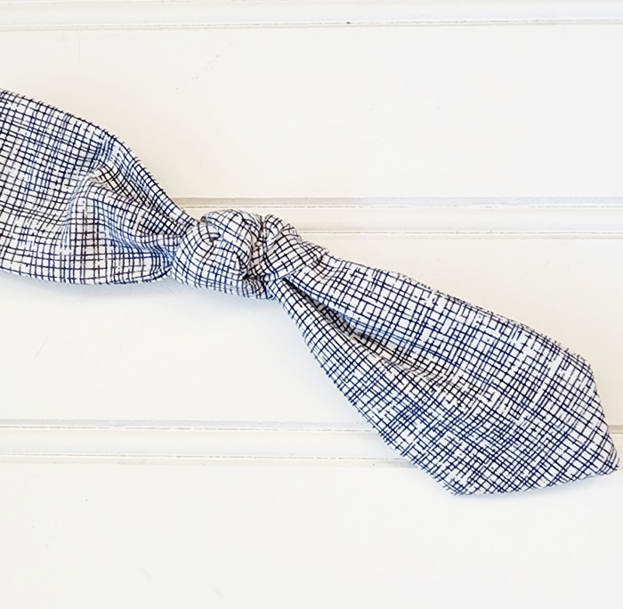 Hair Bow Clip - Navy Lines