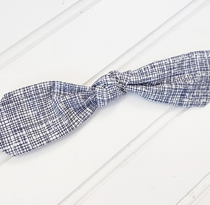 Hair Bow Clip - Navy Lines
