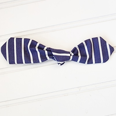 Hair Bow Clip - Navy Stripe