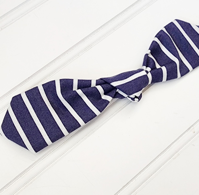Hair Bow Clip - Navy Stripe