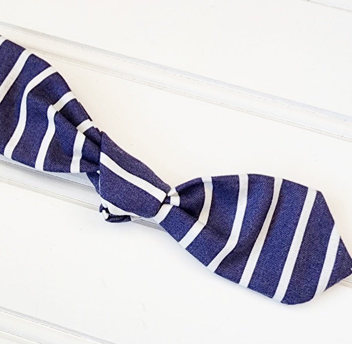 Hair Bow Clip - Navy Stripe