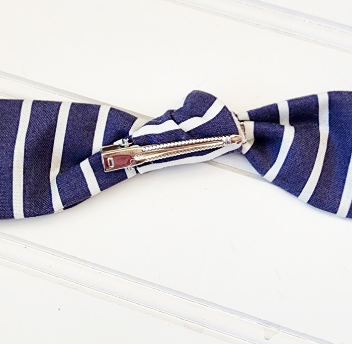 Hair Bow Clip - Navy Stripe