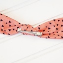  Hair Bow Clip - Navy Triangles on Coral
