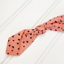  Hair Bow Clip - Navy Triangles on Coral