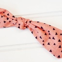  Hair Bow Clip - Navy Triangles on Coral