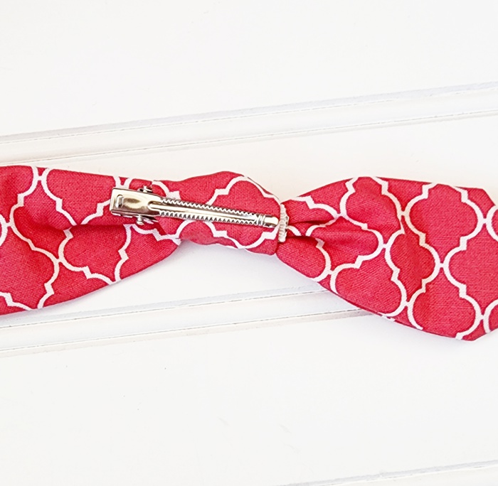 Hair Bow Clip - Red Quarterfoil