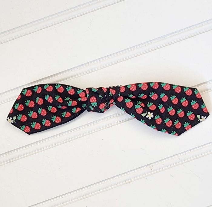 Hair Bow Clip - Strawberries on Black