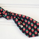  Hair Bow Clip - Strawberries on Black