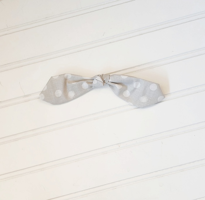 Hair Bow Clip - White Dots on Gray