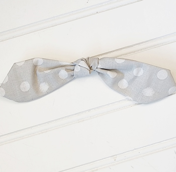 Hair Bow Clip - White Dots on Gray