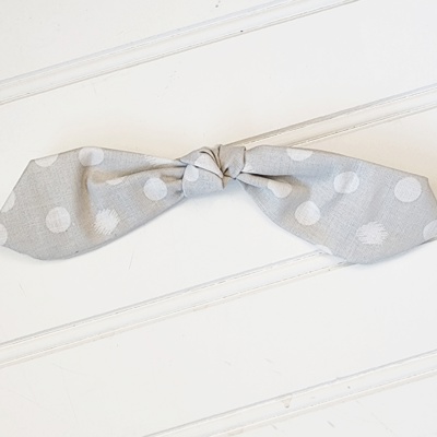 Hair Bow Clip - White Dots on Gray