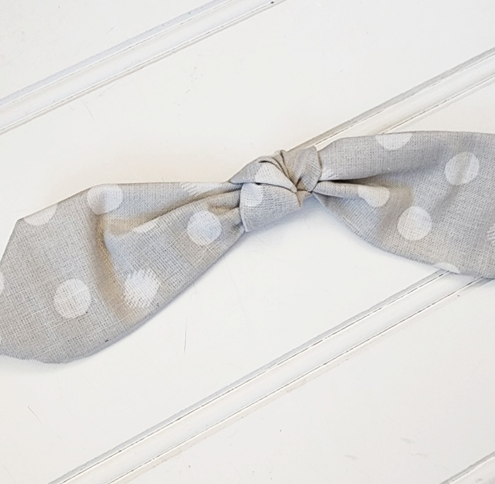 Hair Bow Clip - White Dots on Gray