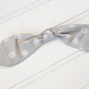  Hair Bow Clip - White Dots on Gray