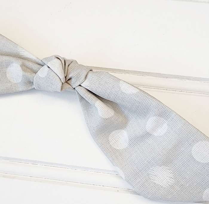Hair Bow Clip - White Dots on Gray