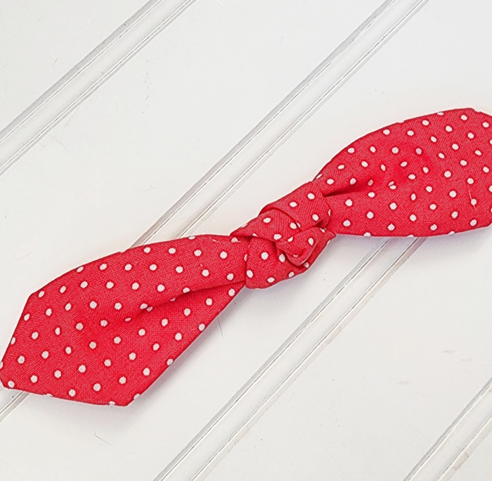 Hair Bow Clip - Dots on Red