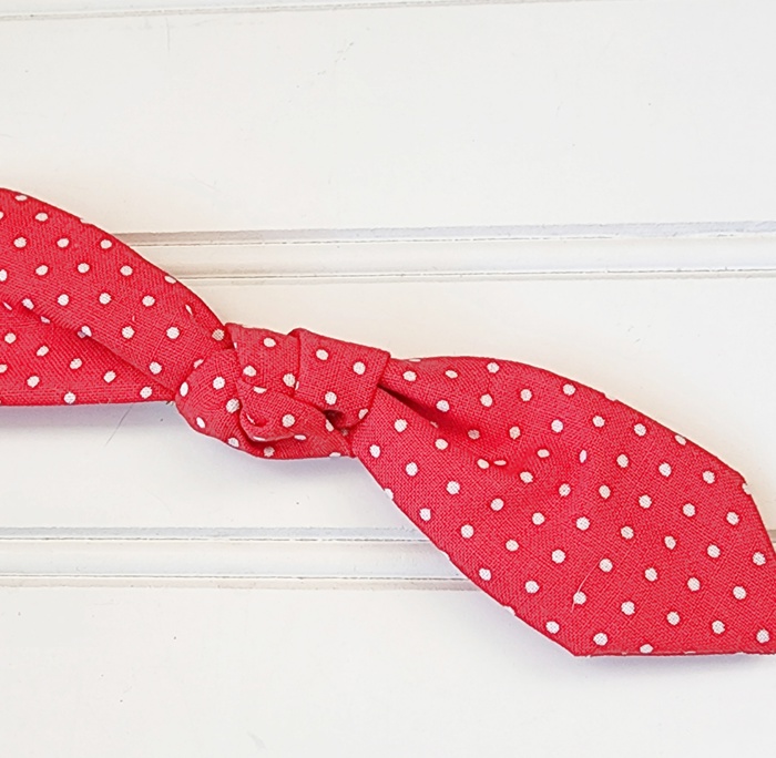 Hair Bow Clip - Dots on Red