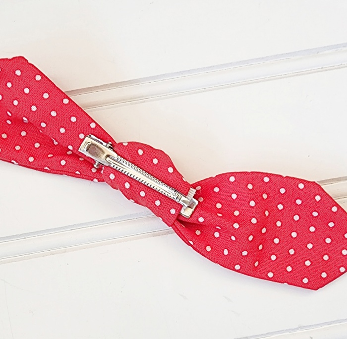 Hair Bow Clip - Dots on Red