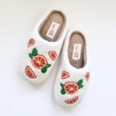 S S Cozy Embroidered Citrus Orange  Slippers
