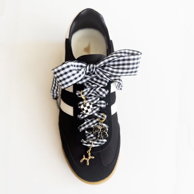 Black Gingham Shoe Lace Charm Set