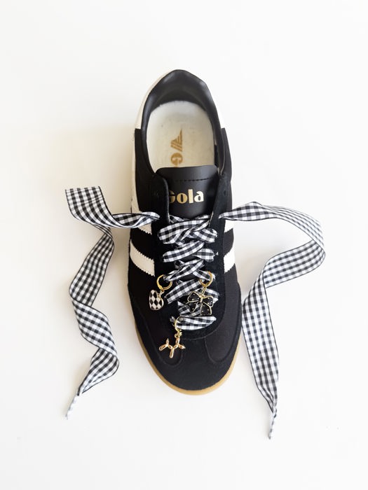 Black Gingham Shoe Lace Charm Set