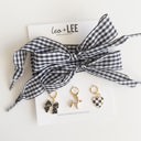  Black Gingham Shoe Lace Charm Set