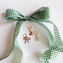  Green Gingham Shoe Lace Charm Set