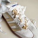  Gold Sneaker Charm Set – Bow, Star & Balloon Dog + Shoe  Lace Accessories