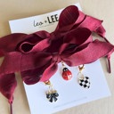  Burgundy Shoelaces with Ladybug, Bow, and Heart Charm Set